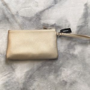 Express metallic gold wristlet